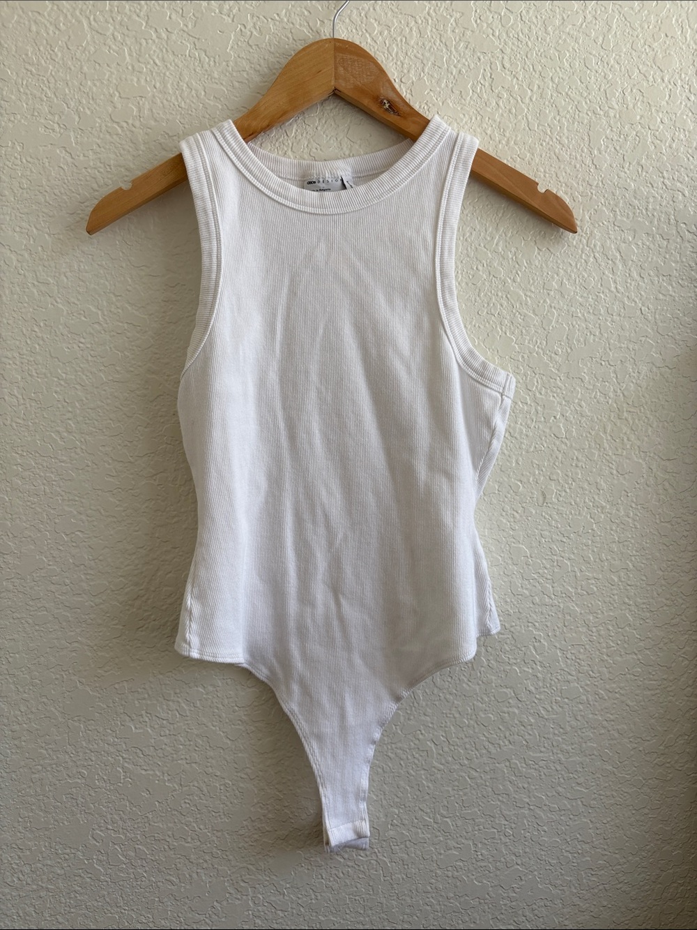 ASOS Design Ribbed White Tank Top Bodysuit Size 8